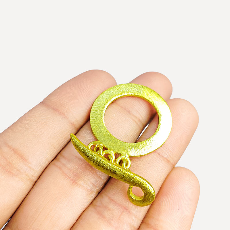 Handmade 18K Gold Overlay Toggle Clasp with textured round loop for jewelry making
