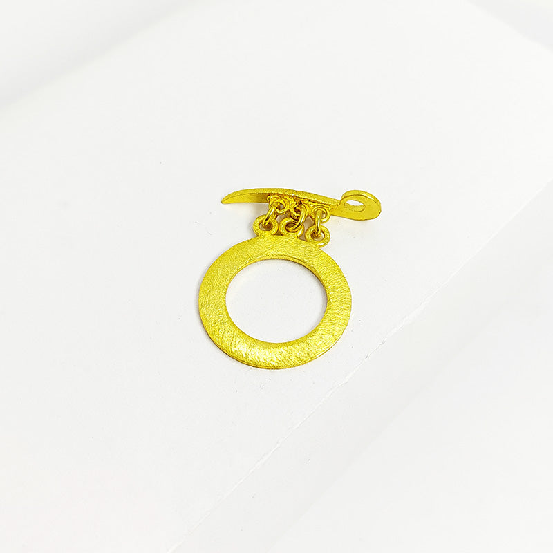 Handmade 18K Gold Overlay Toggle Clasp with textured round loop for jewelry making