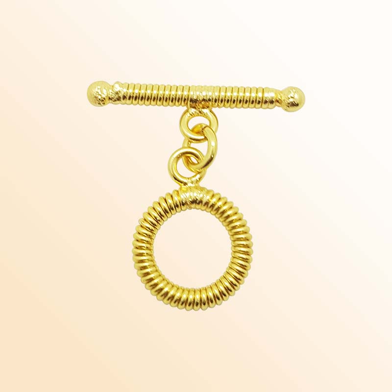 Handmade 18K Gold Overlay Toggle Clasp with spiral round loop for jewelry making