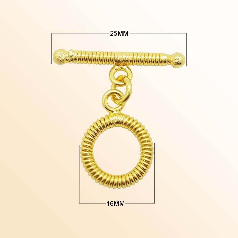 Handmade 18K Gold Overlay Toggle Clasp with spiral round loop for jewelry making
