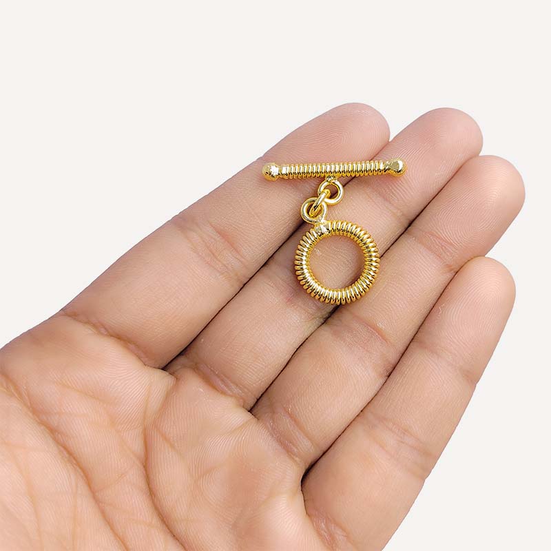 Handmade 18K Gold Overlay Toggle Clasp with spiral round loop for jewelry making