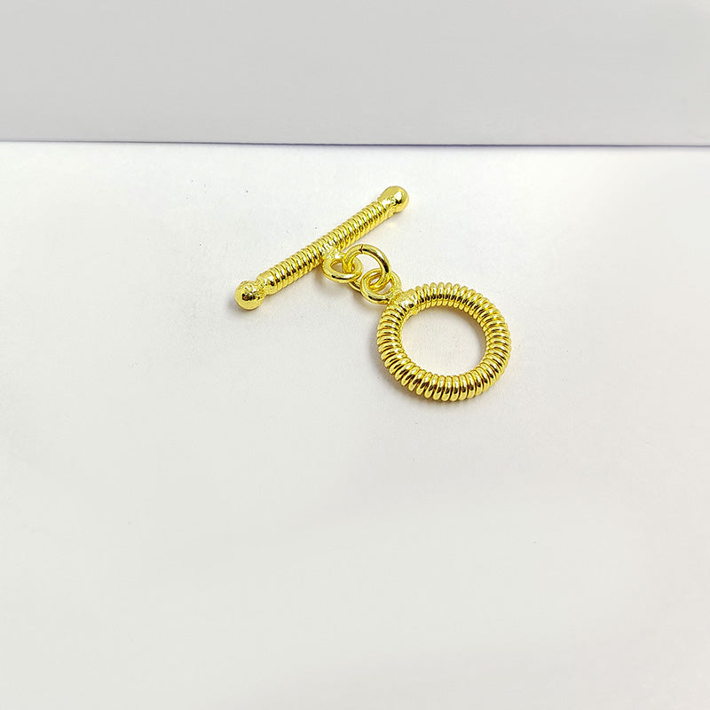 Handmade 18K Gold Overlay Toggle Clasp with spiral round loop for jewelry making