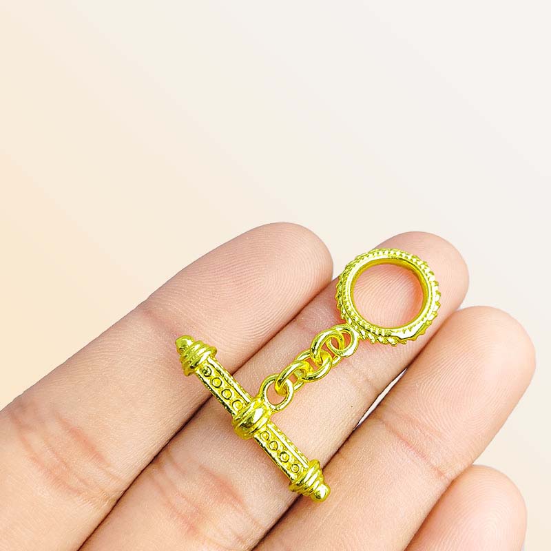 Handmade 18K Gold Overlay Toggle Clasp with ornamental design handcrafted in India