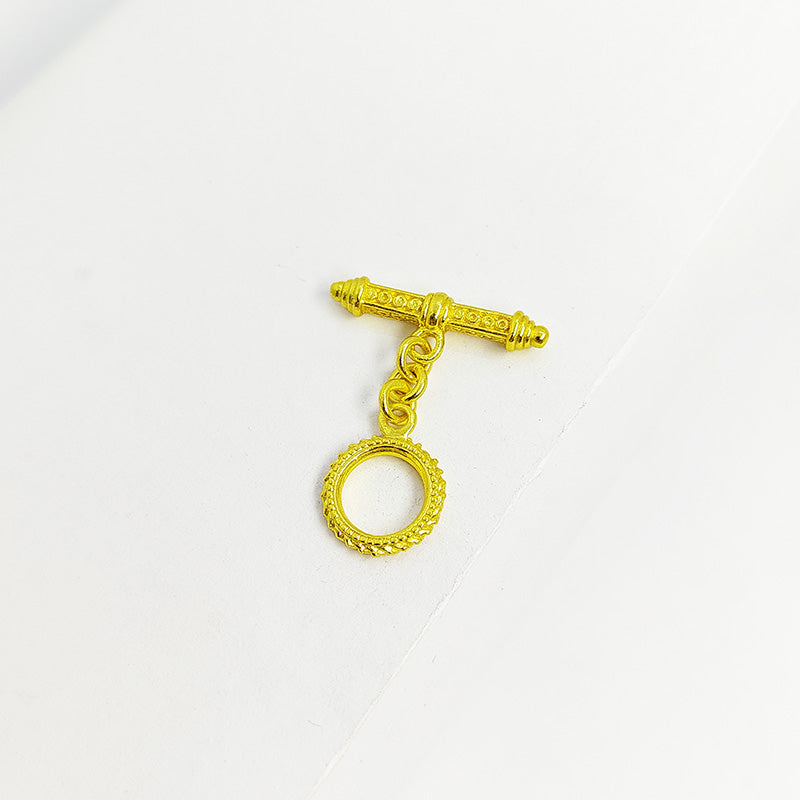Handmade 18K Gold Overlay Toggle Clasp with ornamental design handcrafted in India