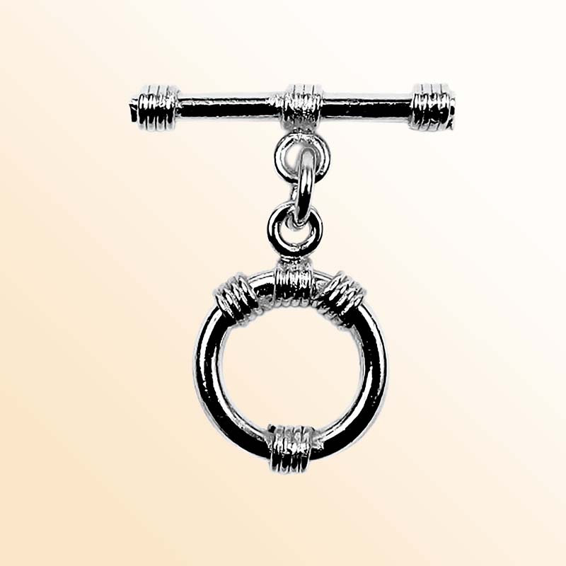 Handcrafted Black Rhodium Overlay toggle clasp from India with circular wrapped ring design for bracelets and necklaces.