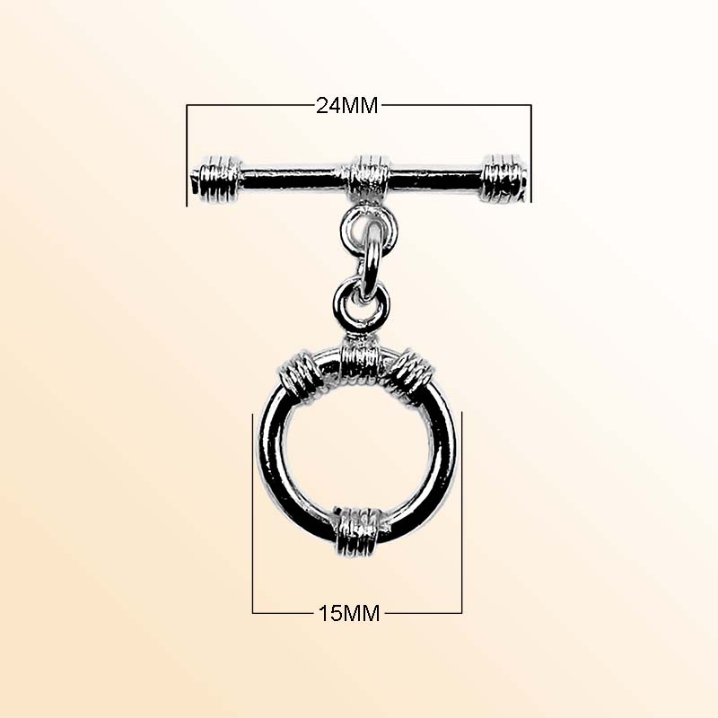 Handcrafted Black Rhodium Overlay toggle clasp from India with circular wrapped ring design for bracelets and necklaces.