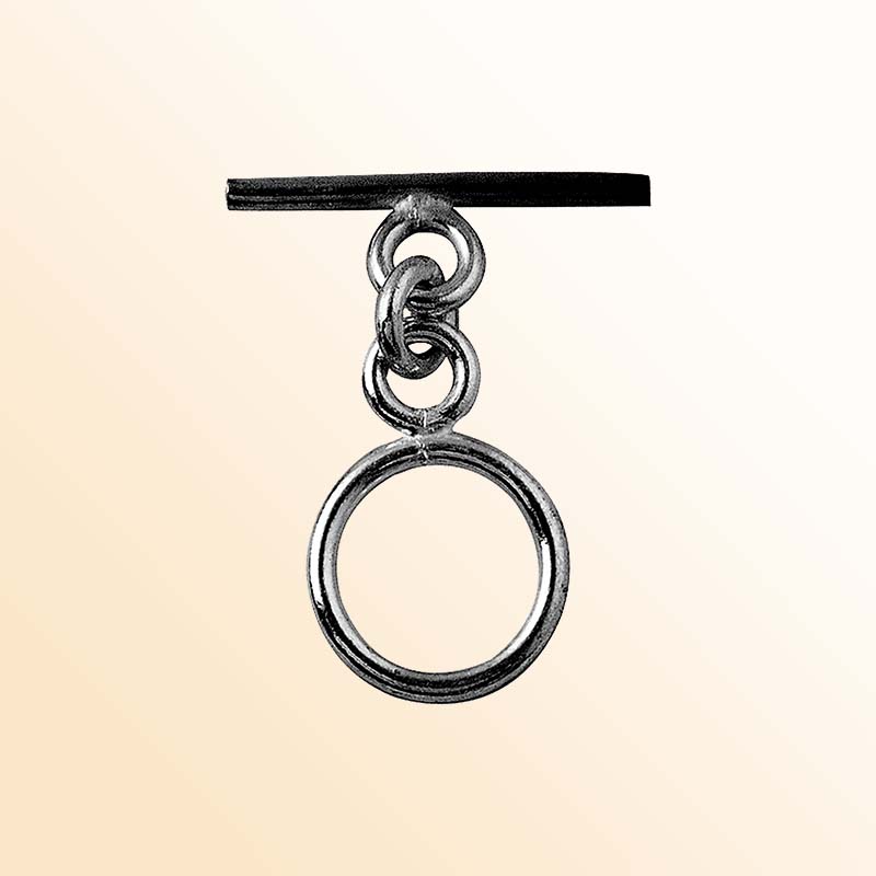 Handcrafted Black Rhodium Overlay toggle clasp from India with simple circular design for jewelry bracelets and necklaces.