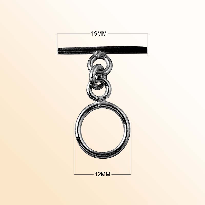 Handcrafted Black Rhodium Overlay toggle clasp from India with simple circular design for jewelry bracelets and necklaces.