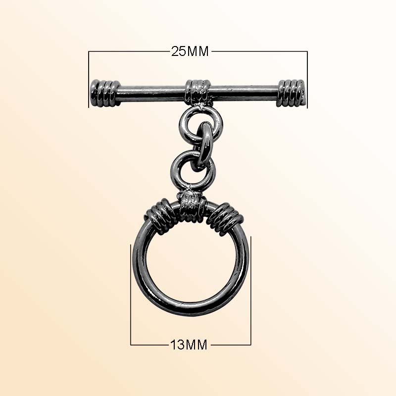 Black Rhodium Overlay Toggle Clasp India – Handcrafted Wrapped Bar Circular Jewelry Closure