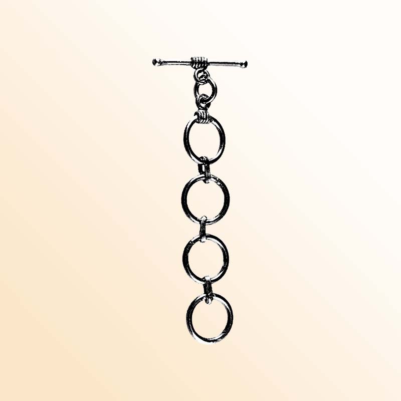 Handcrafted Black Rhodium Overlay toggle clasp jewelry piece with circular rings, made in India.
