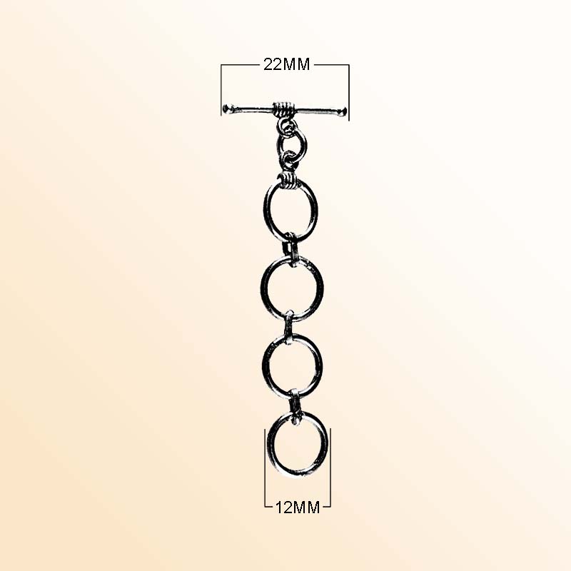 Handcrafted Black Rhodium Overlay toggle clasp jewelry piece with circular rings, made in India.