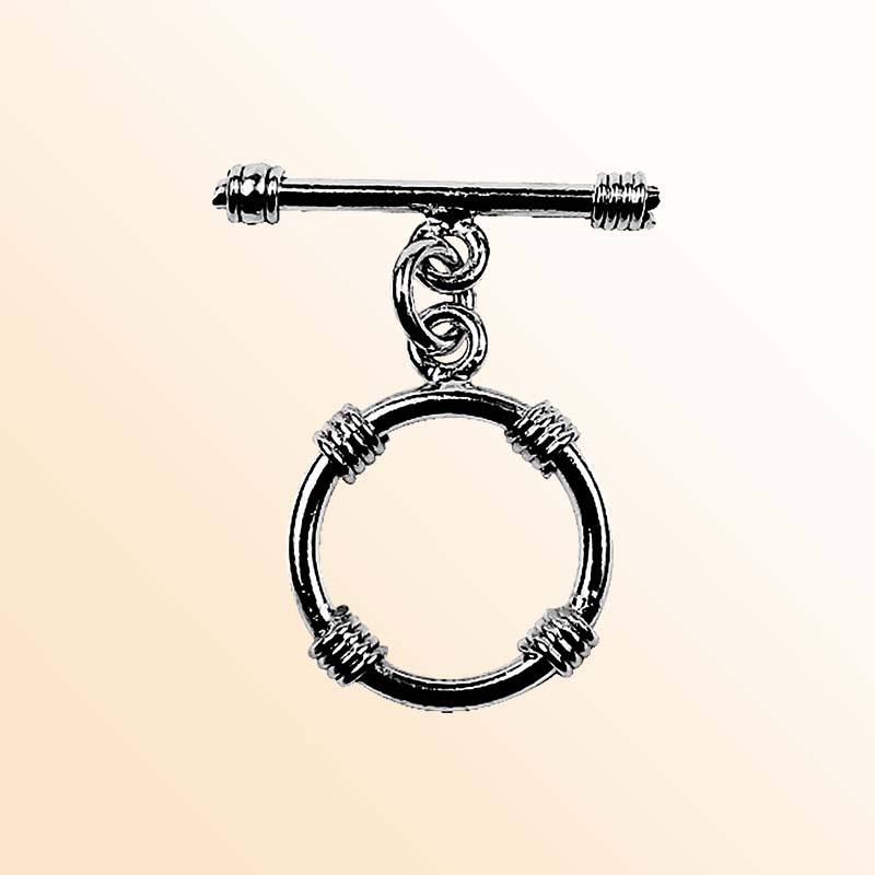Handcrafted Black Rhodium Overlay circular toggle clasp with polished finish, made in India.