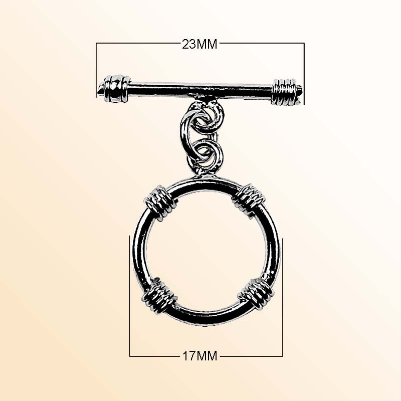 Handcrafted Black Rhodium Overlay circular toggle clasp with polished finish, made in India.