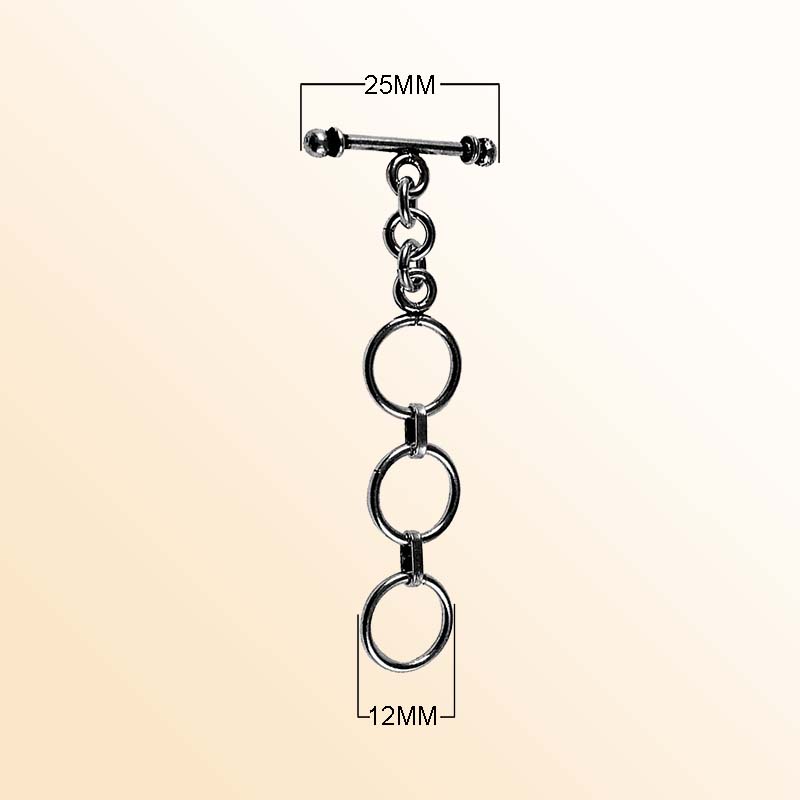 Handcrafted Black Rhodium Overlay multi-ring toggle clasp jewelry piece, made in India.