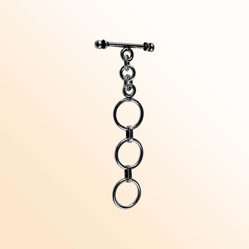 Handcrafted Black Rhodium Overlay multi-ring toggle clasp jewelry piece, made in India.
