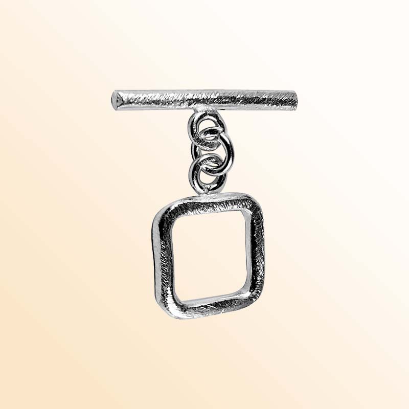 Handcrafted Black Rhodium Overlay square toggle clasp jewelry piece, made in India.