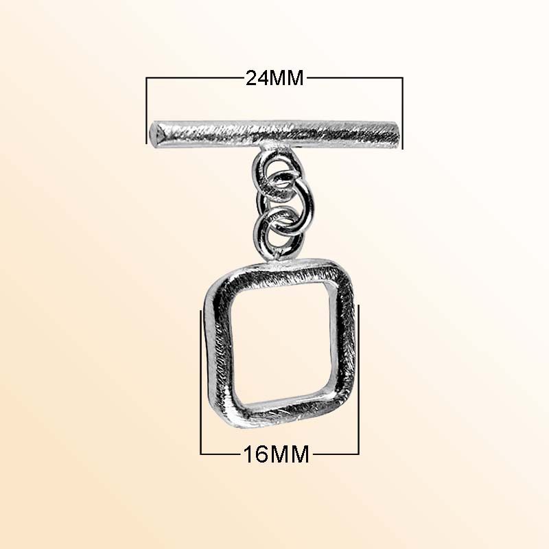 Handcrafted Black Rhodium Overlay square toggle clasp jewelry piece, made in India.