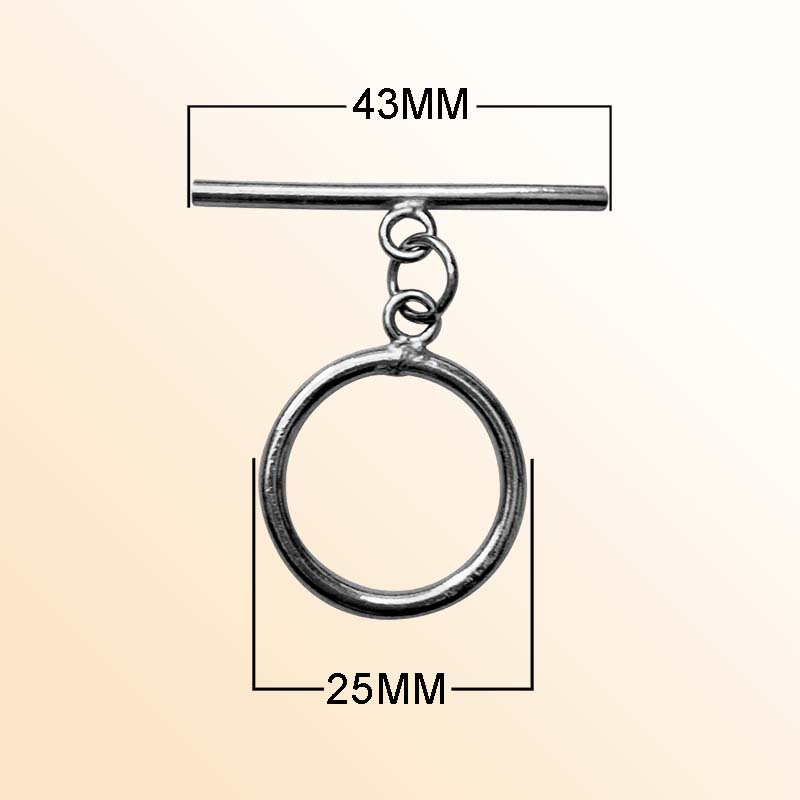 Handcrafted Black Rhodium Overlay minimal toggle clasp jewelry with circular ring and bar, made in India.