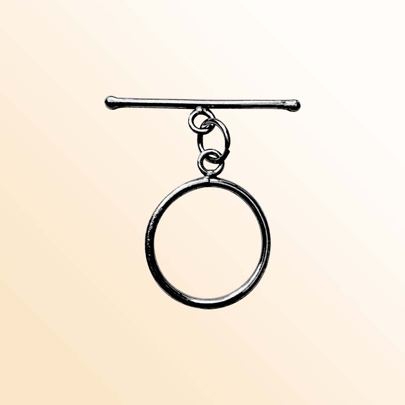 Handcrafted Black Rhodium Overlay slim bar toggle clasp jewelry with circular ring, made in India.