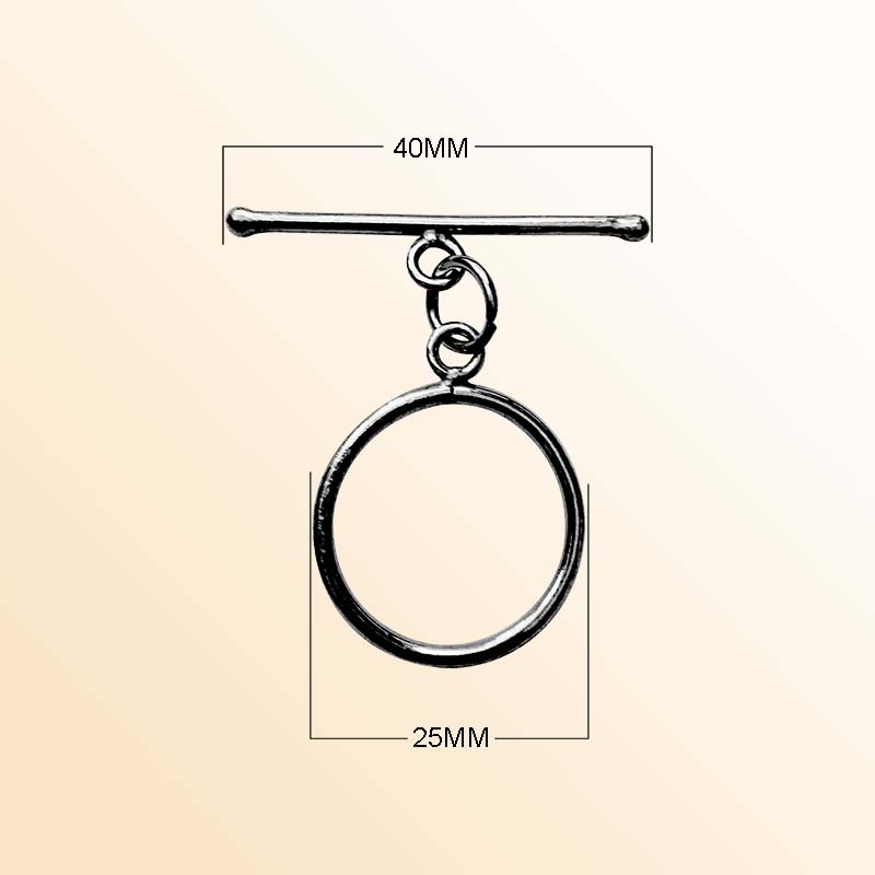 Handcrafted Black Rhodium Overlay slim bar toggle clasp jewelry with circular ring, made in India.