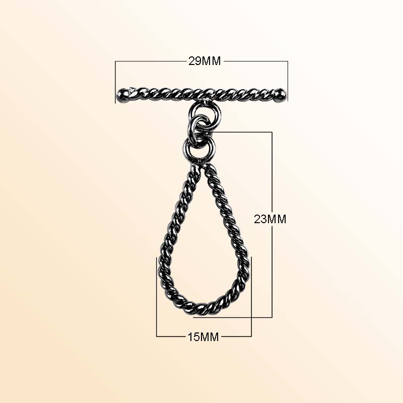 Handcrafted Black Rhodium Overlay teardrop twisted toggle clasp jewelry, made in India.