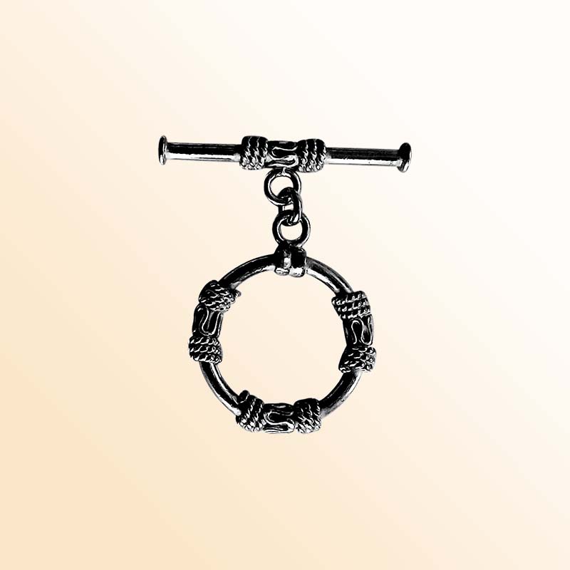 Handcrafted Black Rhodium Overlay rope-design toggle clasp jewelry, made in India.