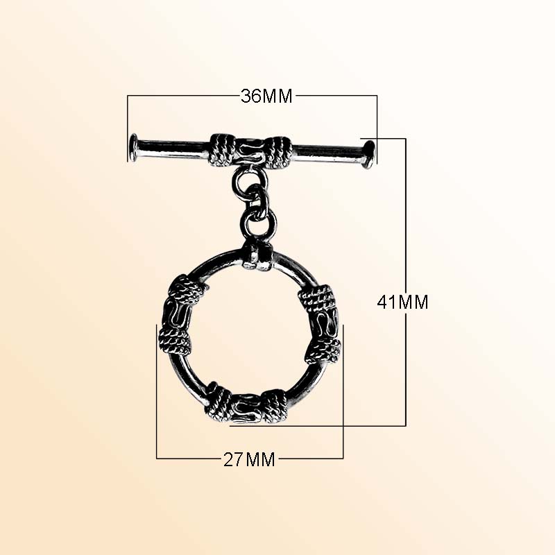 Handcrafted Black Rhodium Overlay rope-design toggle clasp jewelry, made in India.