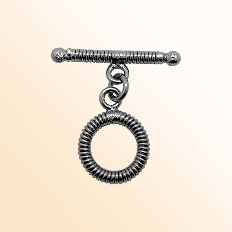 Handcrafted Black Rhodium Overlay coil-design toggle clasp jewelry, made in India.