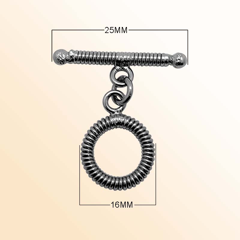 Handcrafted Black Rhodium Overlay coil-design toggle clasp jewelry, made in India.