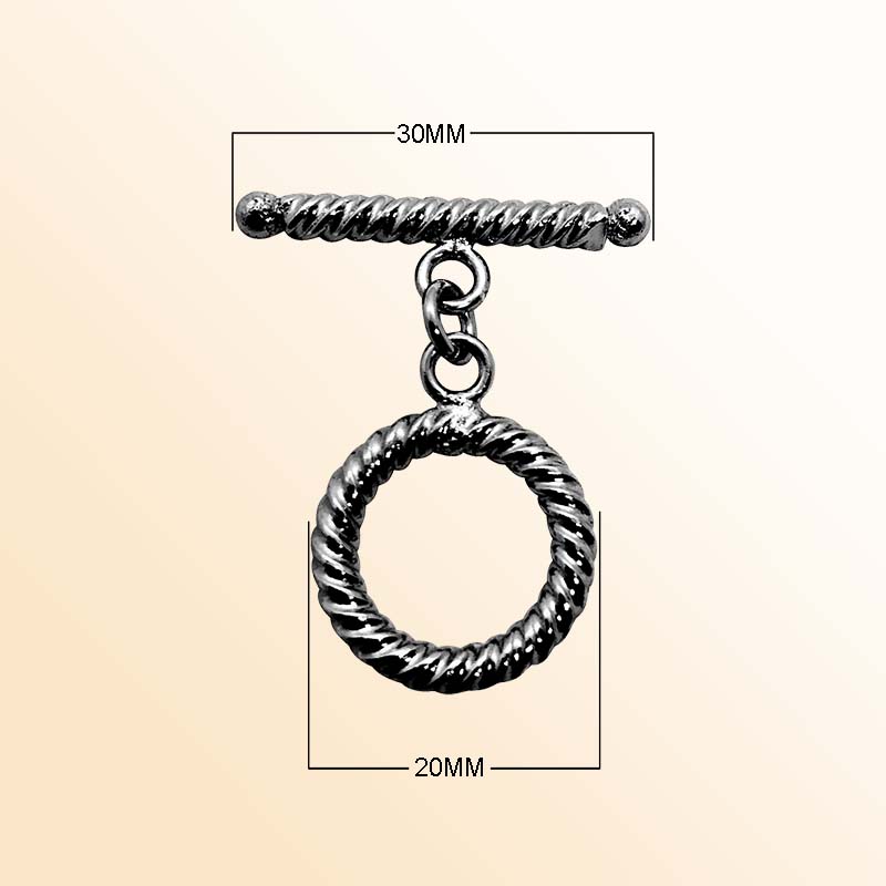 Handcrafted Black Rhodium Overlay rope-design toggle clasp jewelry, made in India.