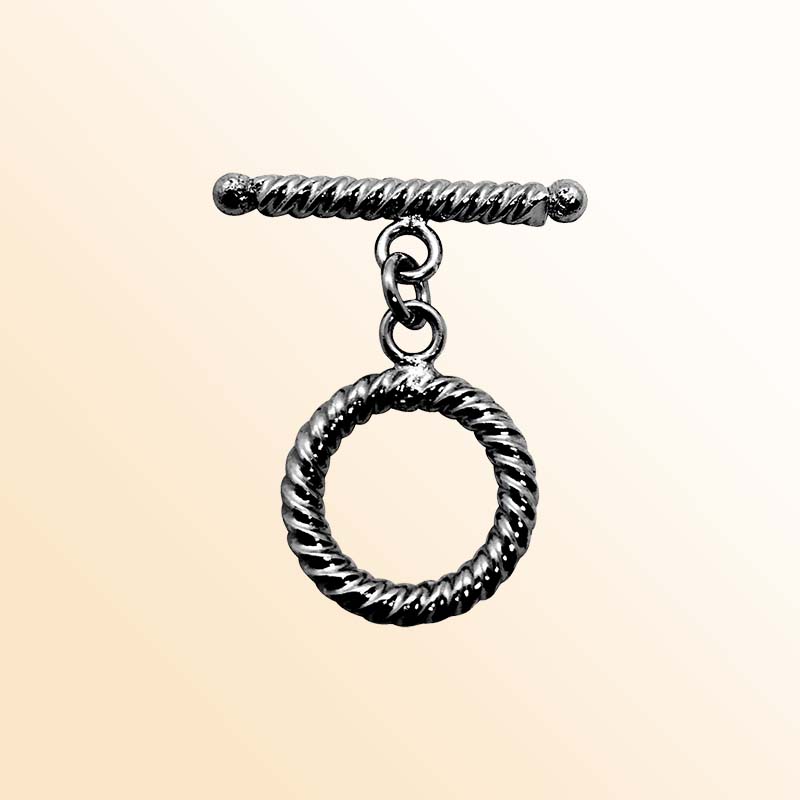 Handcrafted Black Rhodium Overlay rope-design toggle clasp jewelry, made in India.