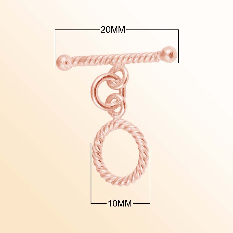Handcrafted Rose Gold Overlay Toggle Clasp from India with rope design
