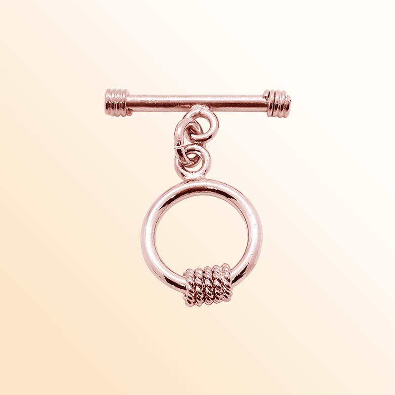Handcrafted Rose Gold Overlay Toggle Clasp from India with polished circular and rope accent design