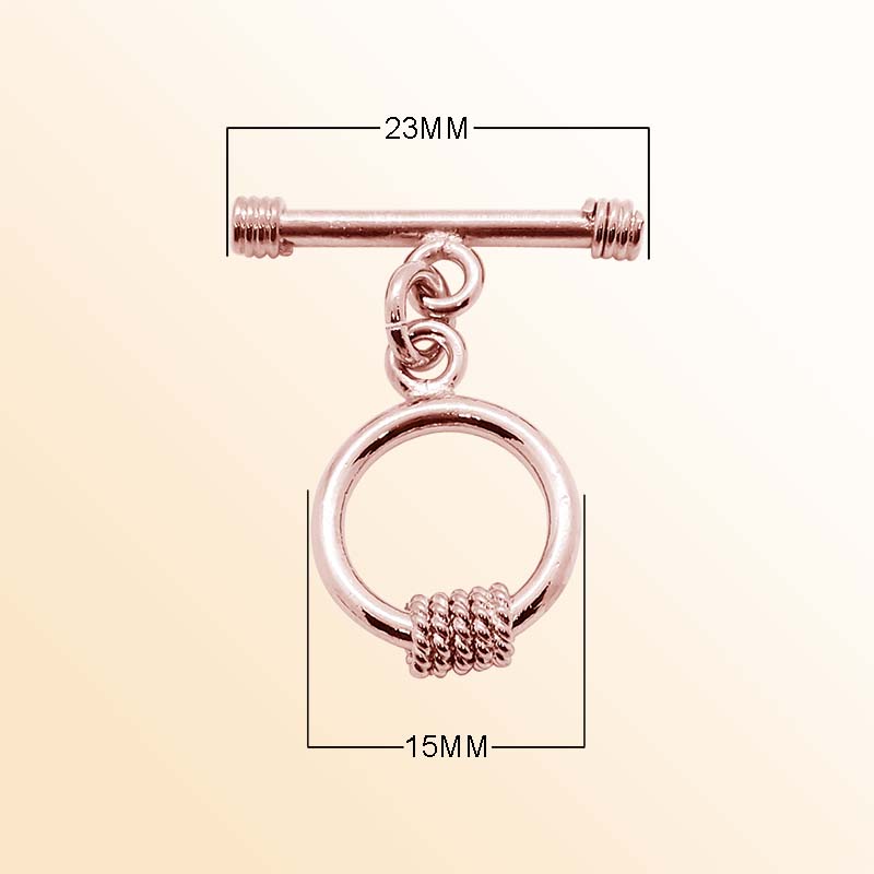 Handcrafted Rose Gold Overlay Toggle Clasp from India with polished circular and rope accent design