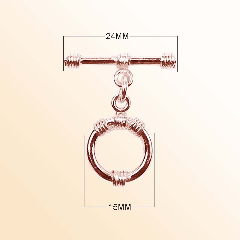 Handcrafted Rose Gold Overlay Toggle Clasp from India with polished circular wrapped design