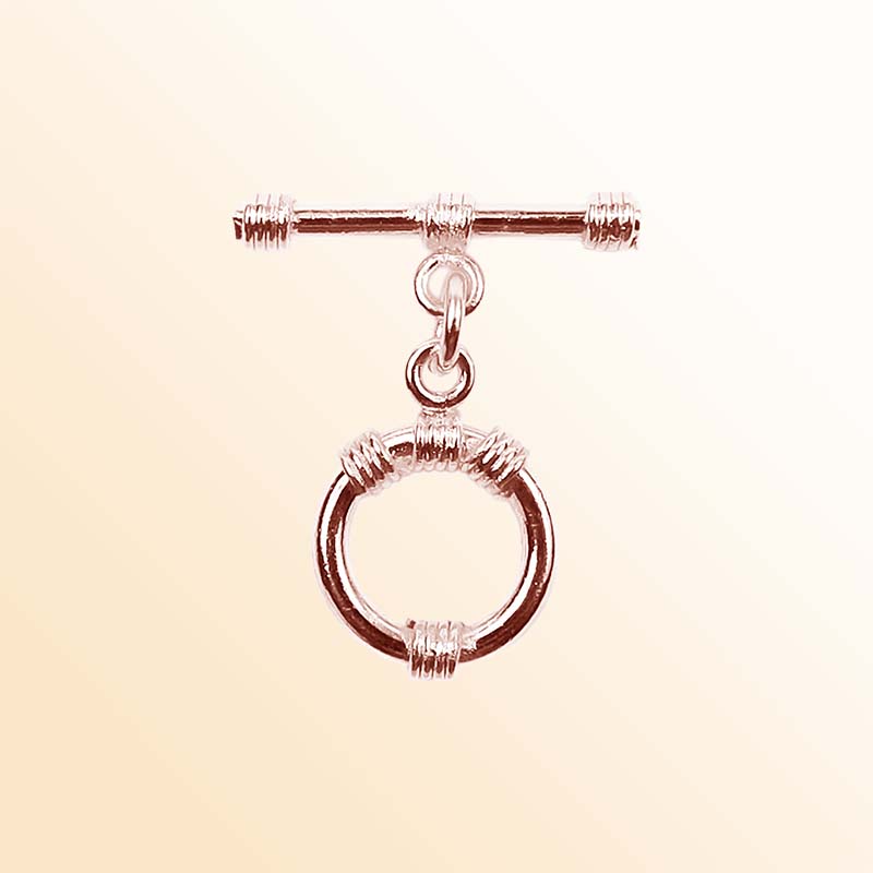 Handcrafted Rose Gold Overlay Toggle Clasp from India with polished circular wrapped design