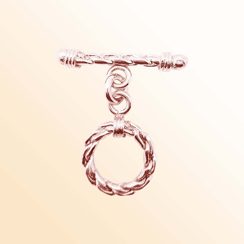  Rose Gold Overlay Layered Pattern Toggle Beads 