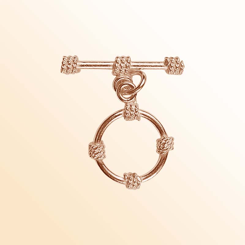 Handcrafted Rose Gold Overlay Toggle Clasp from India with rope-wrapped circular design