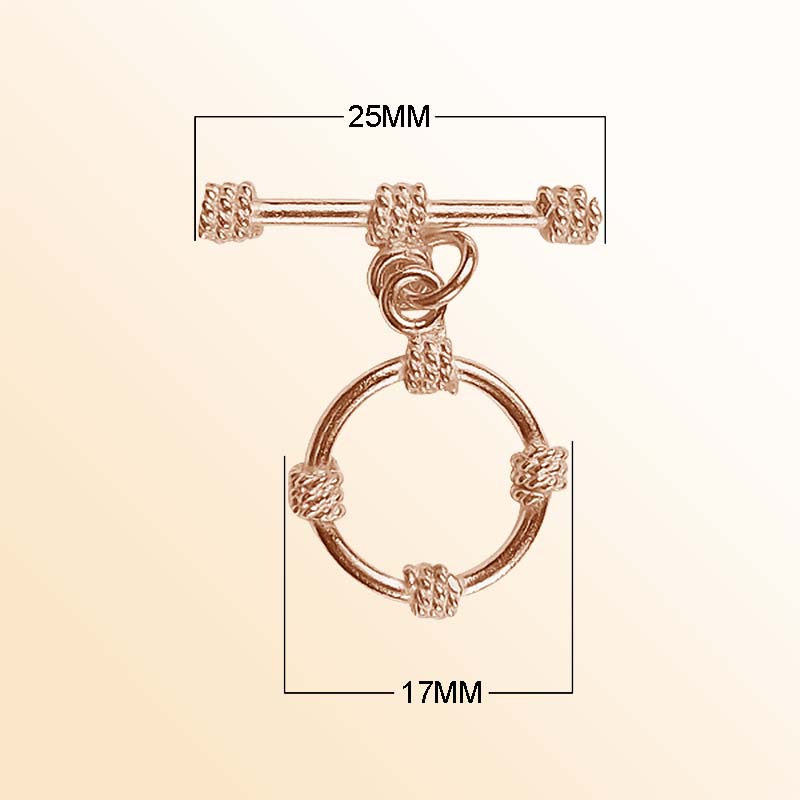 Handcrafted Rose Gold Overlay Toggle Clasp from India with rope-wrapped circular design