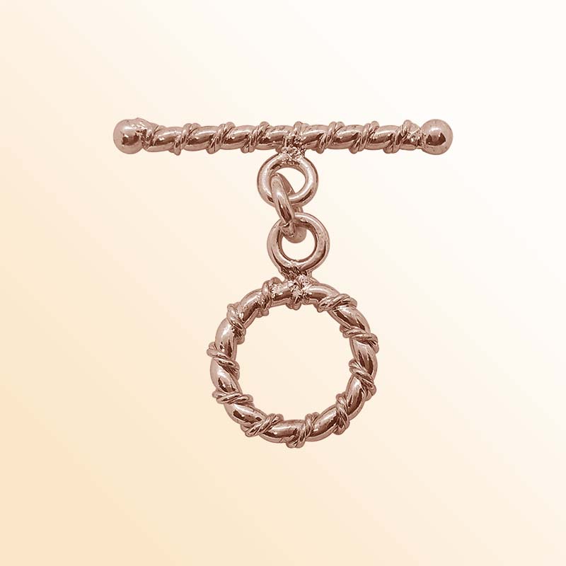 Handcrafted Rose Gold Overlay Toggle Clasp from India with rope-textured circular design