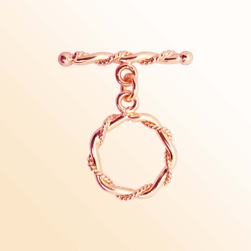 Handcrafted Rose Gold Overlay Toggle Clasp from India with twisted rope circular design
