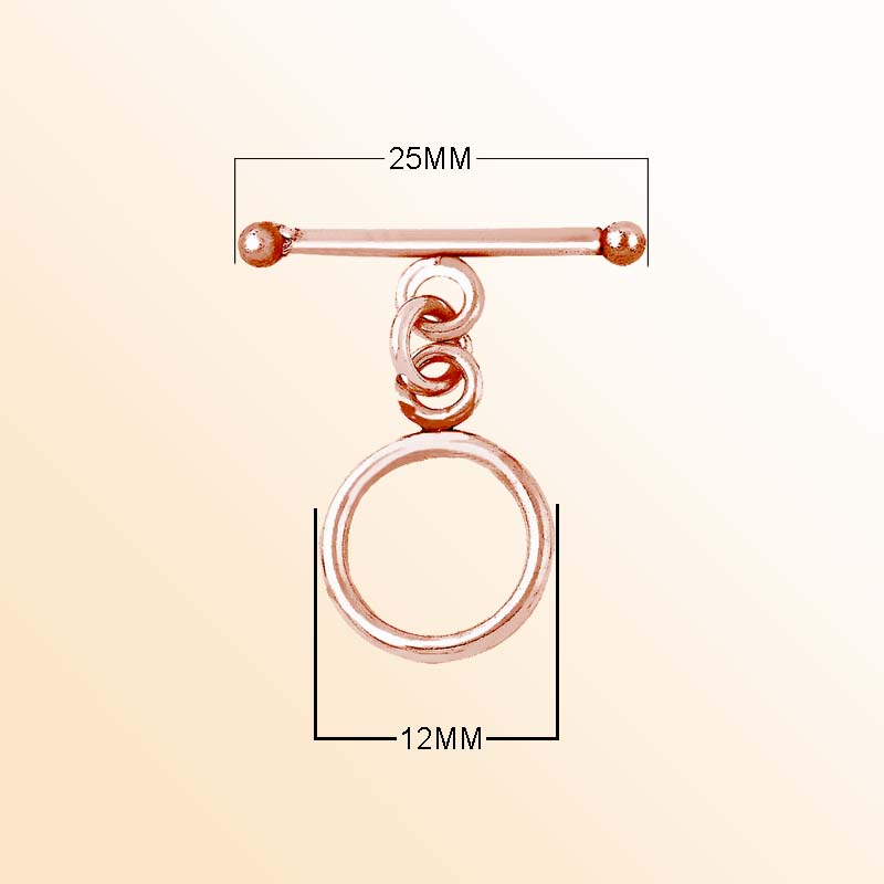 Handcrafted Rose Gold Overlay Toggle Clasp from India with minimalist polished circular design