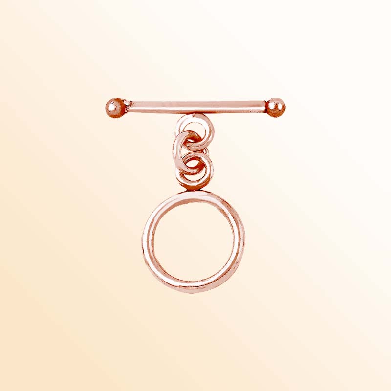 Handcrafted Rose Gold Overlay Toggle Clasp from India with minimalist polished circular design