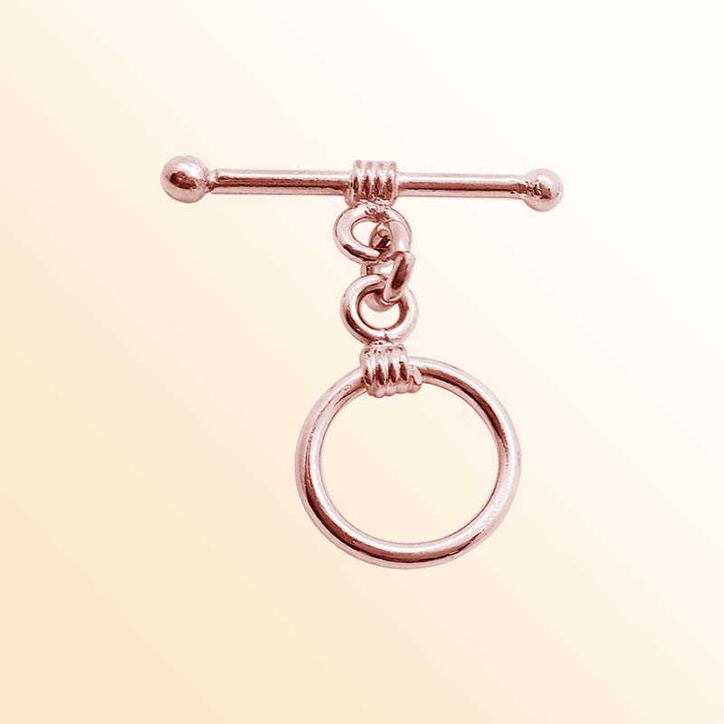 Handcrafted Rose Gold Overlay Toggle Clasp from India with wrapped accent circular design