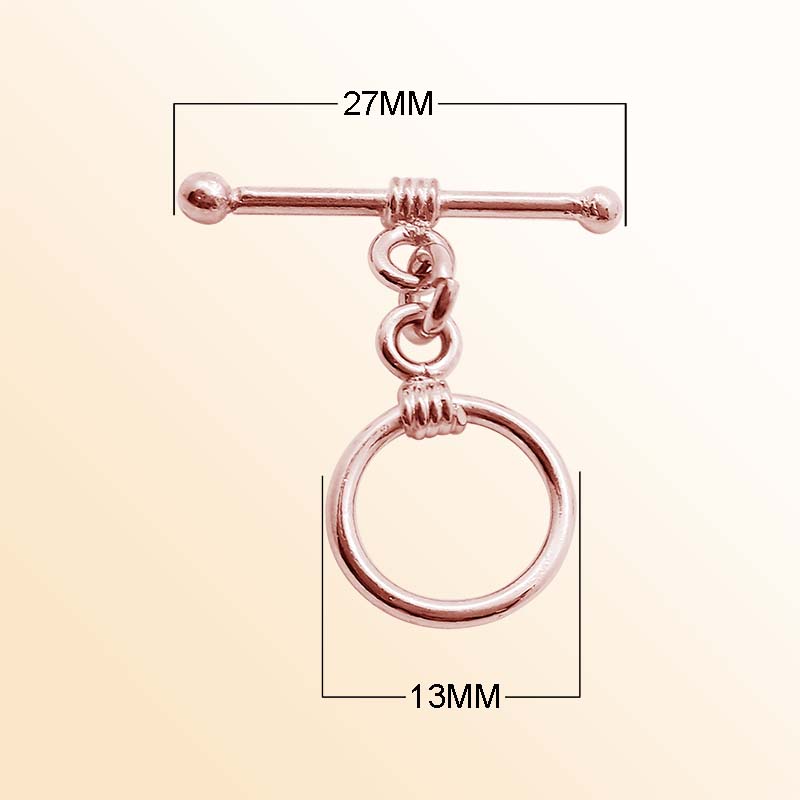 Handcrafted Rose Gold Overlay Toggle Clasp from India with wrapped accent circular design