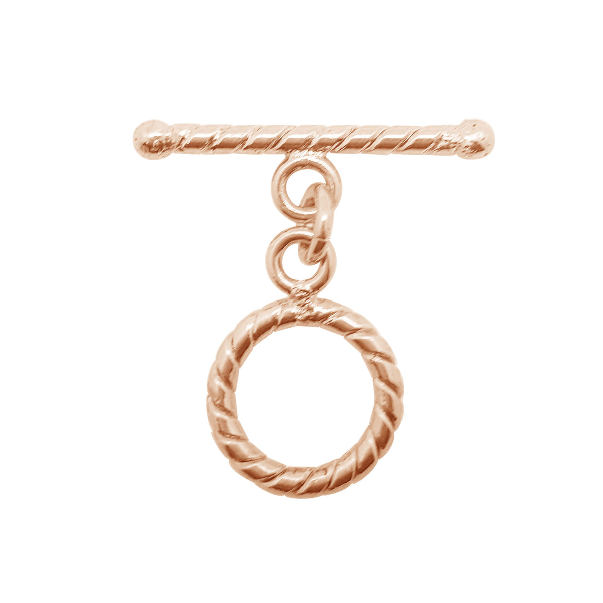 Handcrafted Rose Gold Overlay Toggle Clasp from India with polished rope-style design