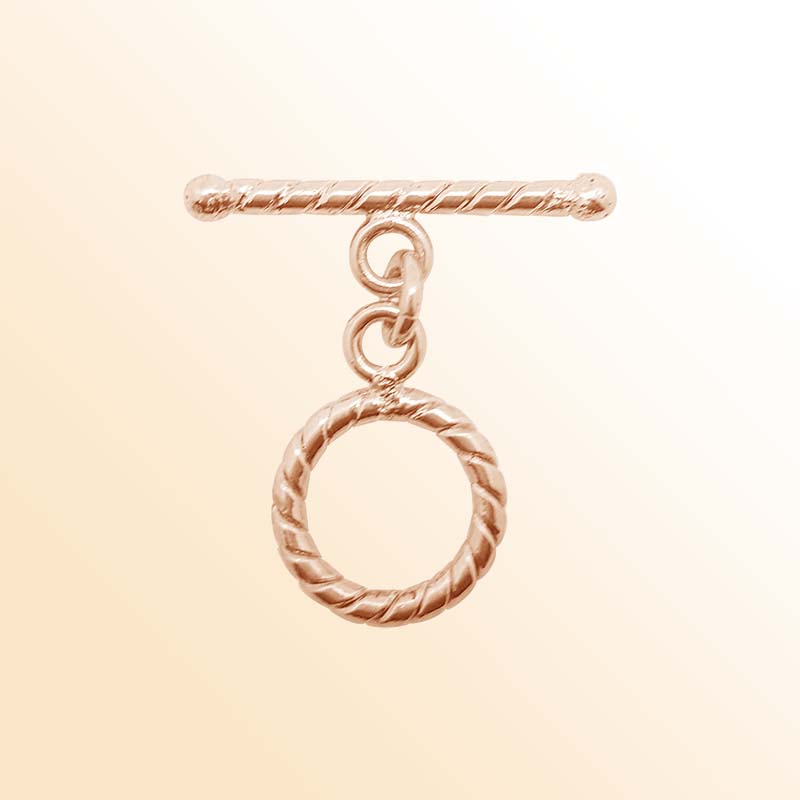 Handcrafted Rose Gold Overlay Toggle Clasp from India with polished rope-style design