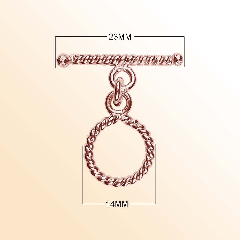 Handcrafted Rose Gold Overlay Toggle Clasp from India with twisted rope circular design