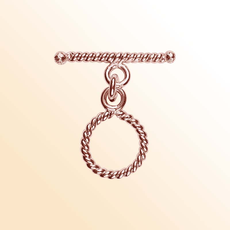Handcrafted Rose Gold Overlay Toggle Clasp from India with twisted rope circular design