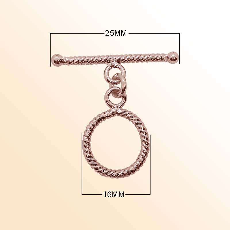 Handcrafted Rose Gold Overlay Toggle Clasp from India with rope-style circular design